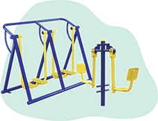 雙人坐推，雙人太空漫步機